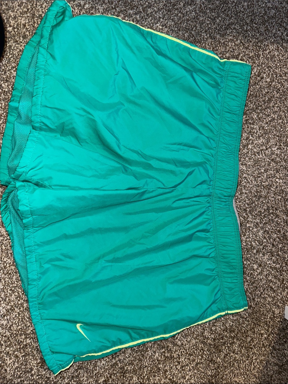 Nike Teal Running Shorts with Yellow Accent